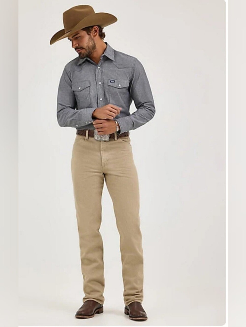 Wrangler Cowboy Cut Silver Edition Slim Fit Premium Jeans Men’s Size 40x32 Khaki